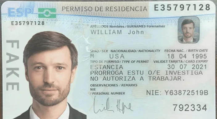 کد شناسایی&nbsp;NIE اسپانیا